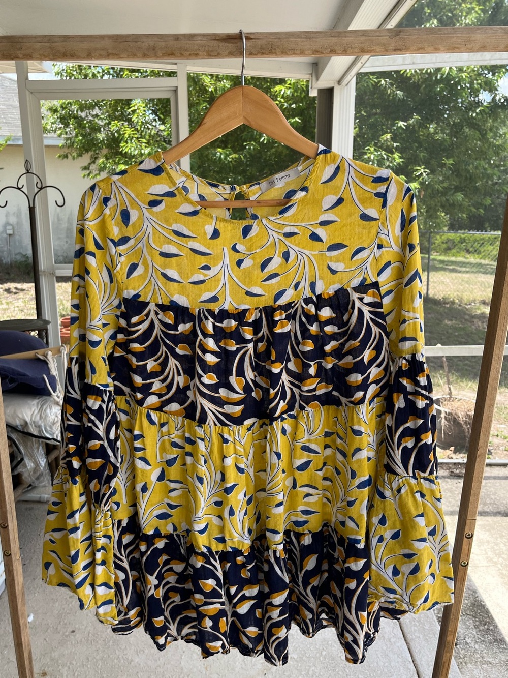 C’est Femme Tiered leg print boho blouse